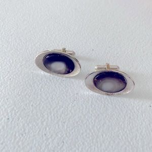 Vintage sterling JML mother of pearl cuff links